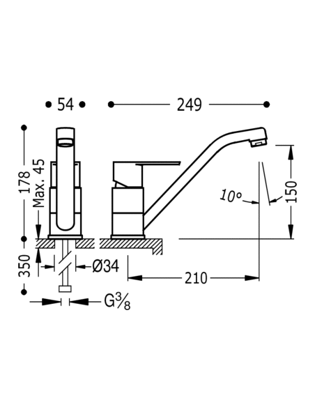Monomando fregadero vertical BM-TRES  TRES