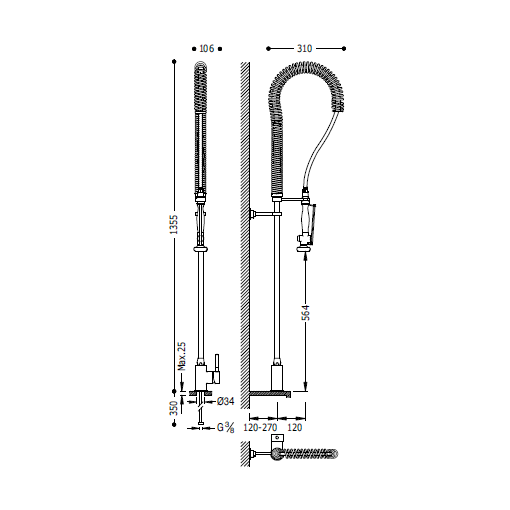 Monomando fregadero vertical  TRES