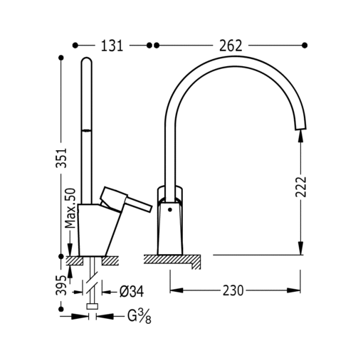 Grifo Monomando fregadero vertical ALPLUS  TRES