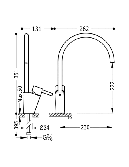 Grifo Monomando fregadero vertical ALPLUS  TRES