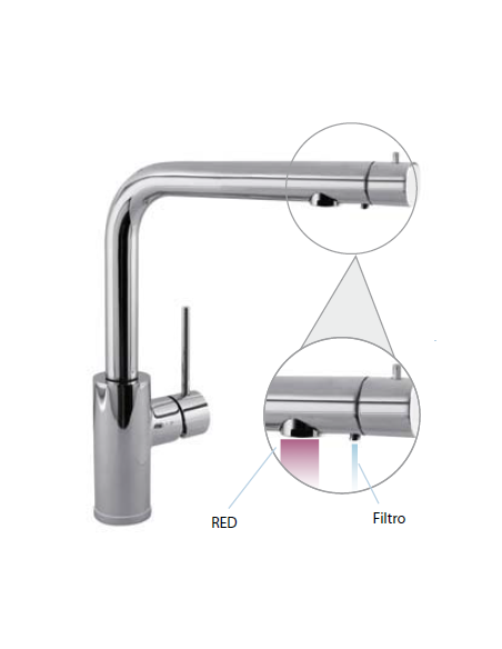 Monomando fregadero vertical  doble función con filtro TRES