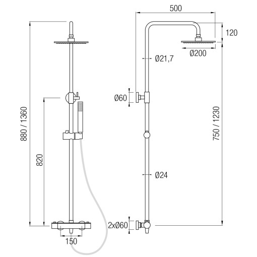 Conjunto De Ducha Con Griferia Termostática IRIS