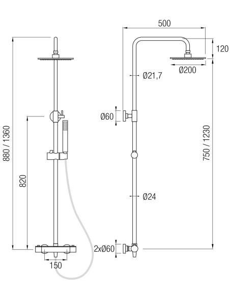 Conjunto De Ducha Con Griferia Termostática IRIS