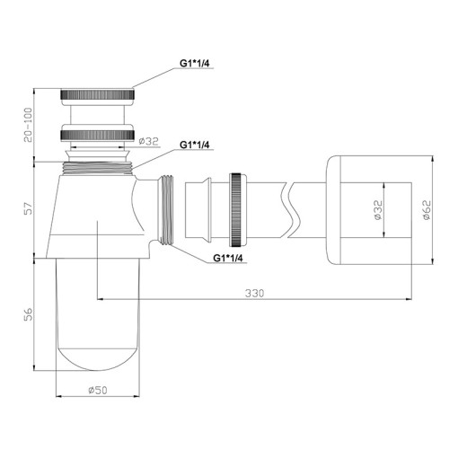 Sifón Cromado Universal