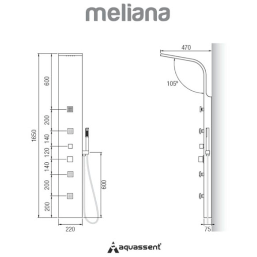 Columna  De Ducha Con Grifería Progresiva MELIANA