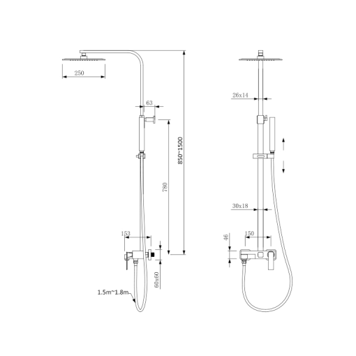 Conjunto de ducha Con Griferia Monomando Para Bañera MITRA