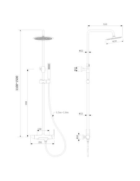 Conjunto de ducha Con Griferia Monomando Para Bañera TEBAS