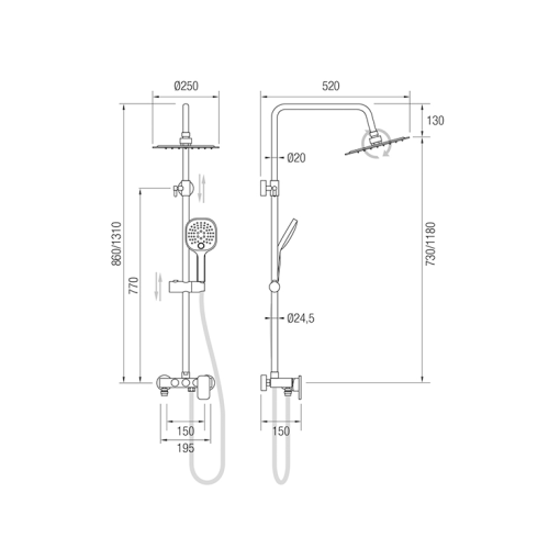 Conjunto de ducha Con Griferia Monomando Divira