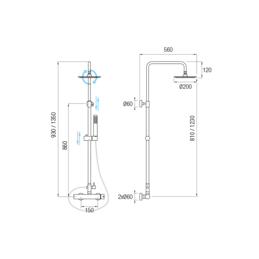 Conjunto de ducha Con Griferia Monomando FORMENTERA