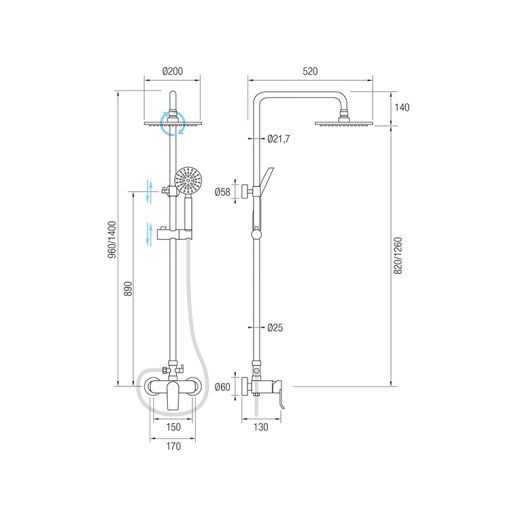 Conjunto de ducha Con Griferia Monomando SAYRO
