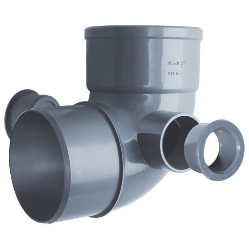 Codo Evacuación M-H 87° Con 2 Tomas Laterales De 50 A-52 RIUVERT