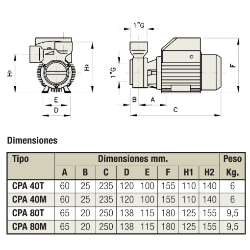 Electrobomba Horizontal Autoaspirante Cpa