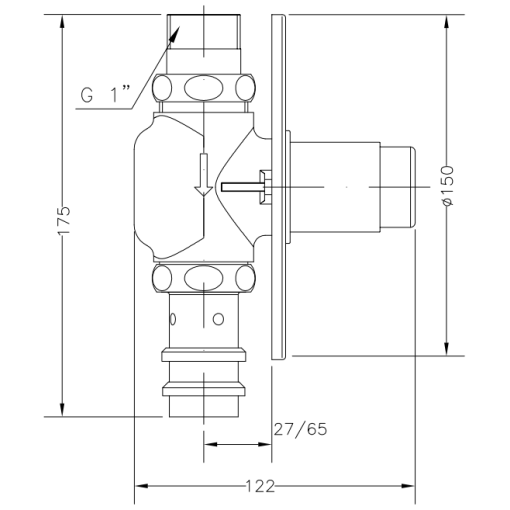 Fluxometro Emp.Pul.Front. 1" GENEBRE