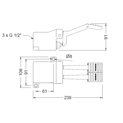 Grifo Mezclador De Doble Pedal Horizontal GENEBRE