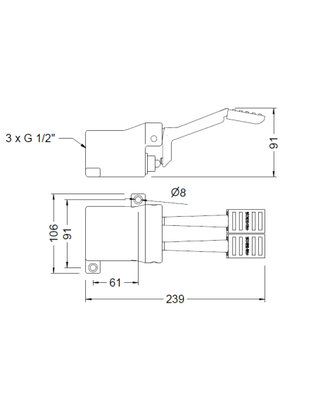 Grifo Pedal Horizontal Doble   GENEBRE