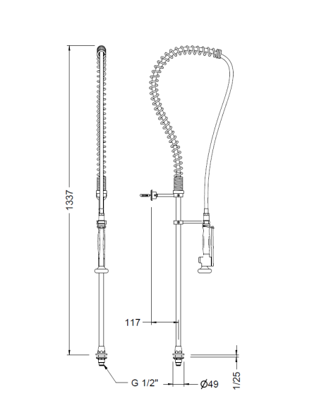 Columna Grifo Prelavado 1/2"   GENEBRE