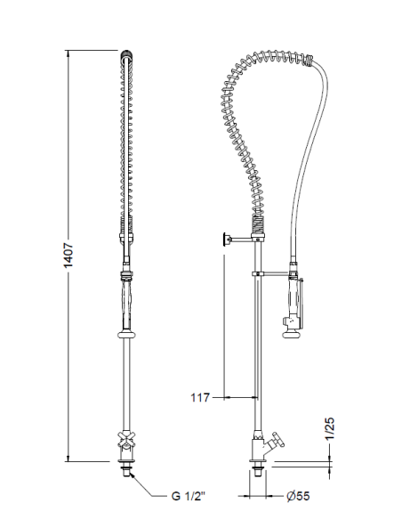 Columna Alta Profesional Con Grifo Vertical GENEBRE