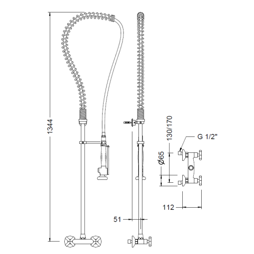 Columna Alta Profesional Con Grifo Mezclador A Pared GENEBRE