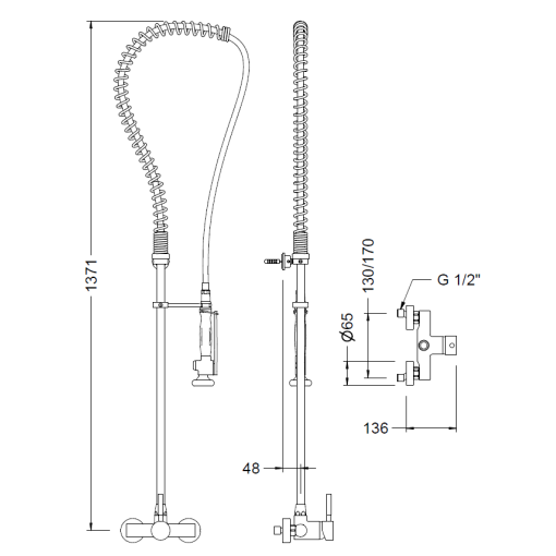 Columna Alta Profesional Con Grifo Mezclador Monomando A Pared GENEBRE