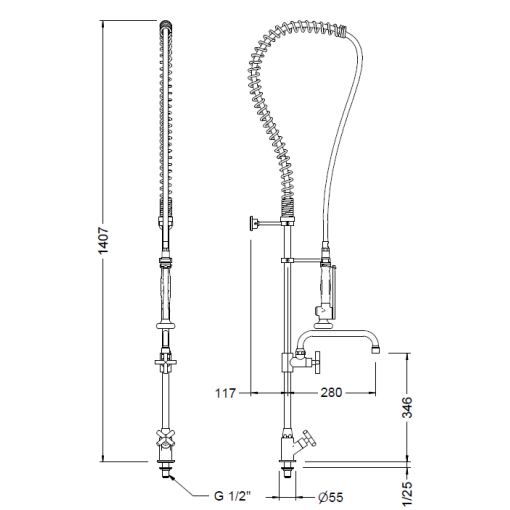Columna Alta Profesional Con Grifo Vertical Y Caño Giratorio GENEBRE