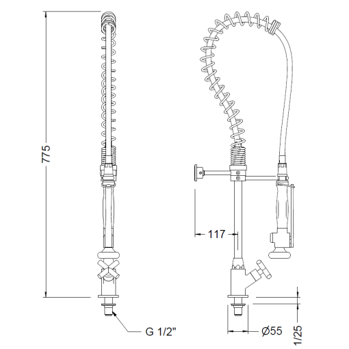 Columna Baja Profesional Con Grifo Vertical GENEBRE