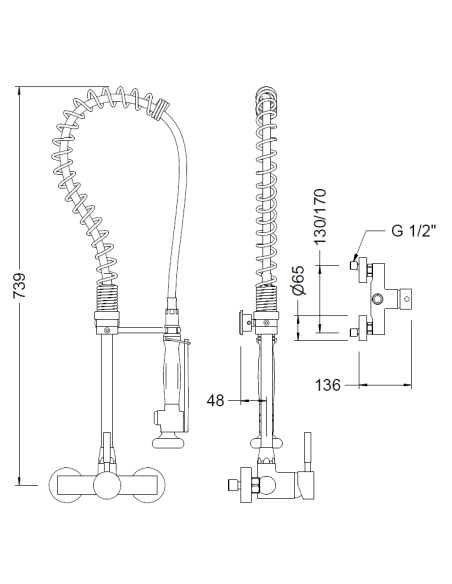 Colonna bassa professionale con miscelatore a parete singola GENEBRE