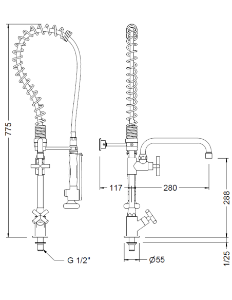 Columna Prelavado C/Grifo Ver. GENEBRE