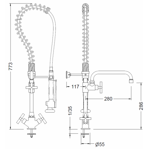 Columna Prelavado C/M. Mezc. Y GENEBRE