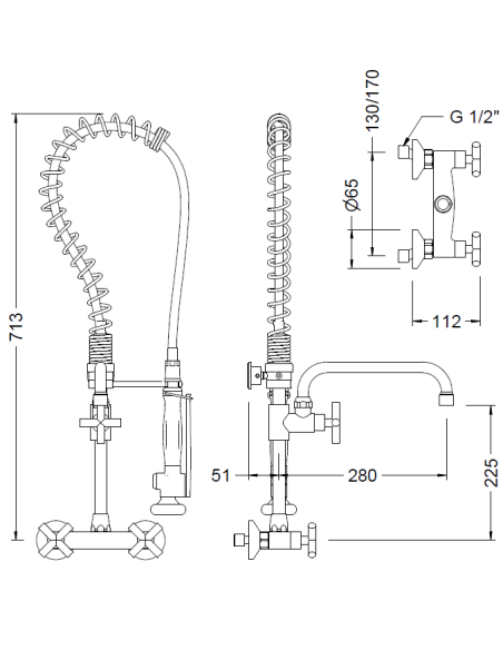 Columna Baja Profesional Con Caño Y Grifo Mezclador A Pared GENEBRE