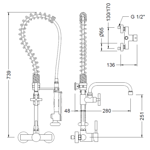 Columna Baja Profesional Con Caño Y Grifo Mezclador Monomando A Pared GENEBRE