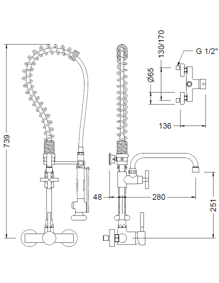 Columna Baja Profesional Con Caño Y Grifo Mezclador Monomando A Pared GENEBRE