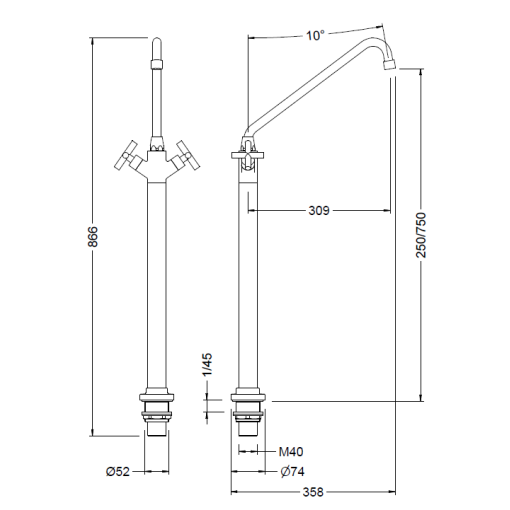 Grifo Profesional Mezclador Monobloc GENEBRE