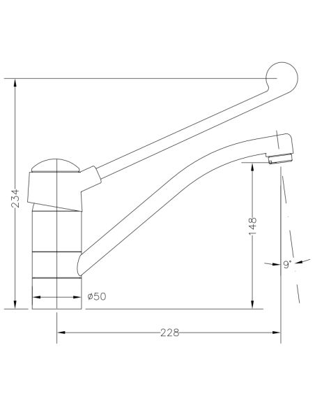 Monomando Fregadera 1/2"       GENEBRE