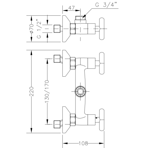 Cuerpo Grifo Mezclador Monobloc Para Columna A Pared GENEBRE
