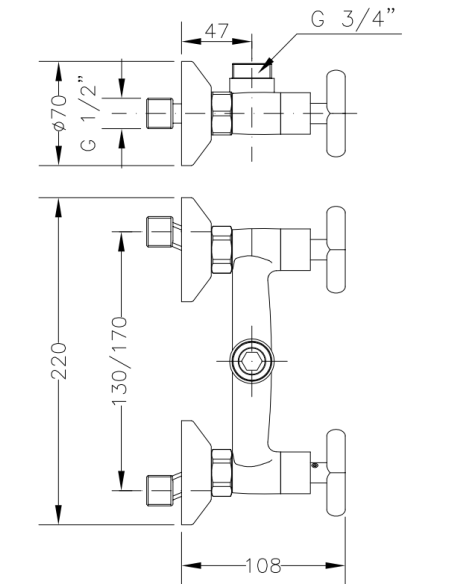 Cuerpo Grifo Mezclador Monobloc Para Columna A Pared GENEBRE