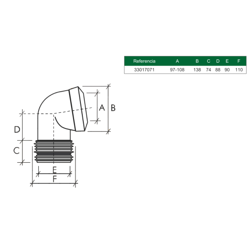 Manguito Elástico Acodado Inclinado 104º Multikwik MKB21104 RIUVERT