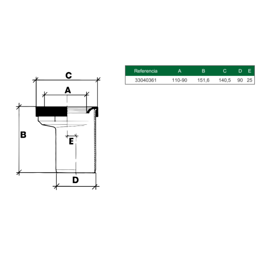 A-36 Mang.Inodoro Excentr. 90 RIUVERT