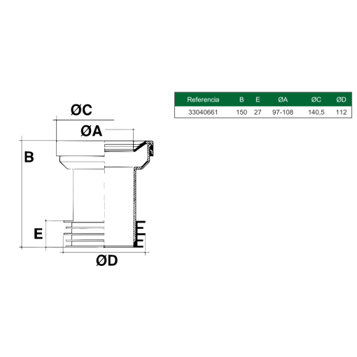 A-66 Manguito Inod.Pp.110 C/J RIUVERT