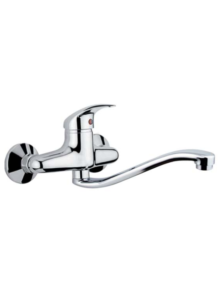 Grifo Monomando De Fregadero A La Pared Caño Bajo