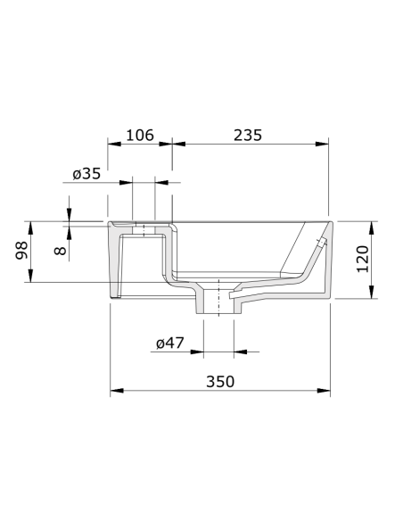 Lavabo Cuadrado/Rectangular Con Orificio Para Grifo SANLIFE UNISAN