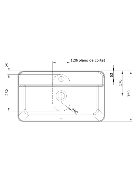 Lavabo Cuadrado/Rectangular Con Orificio Para Grifo SANLIFE UNISAN