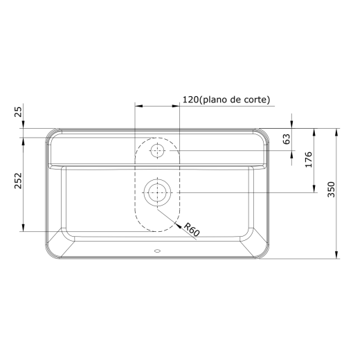 Lavabo A Pared Cuadrado/Rectangular Con Orificio Para Grifo SANLIFE UNISAN