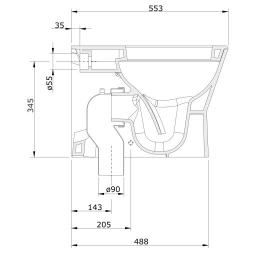 Inodoro Cisterna Alta A Pared URB.Y UNISAN