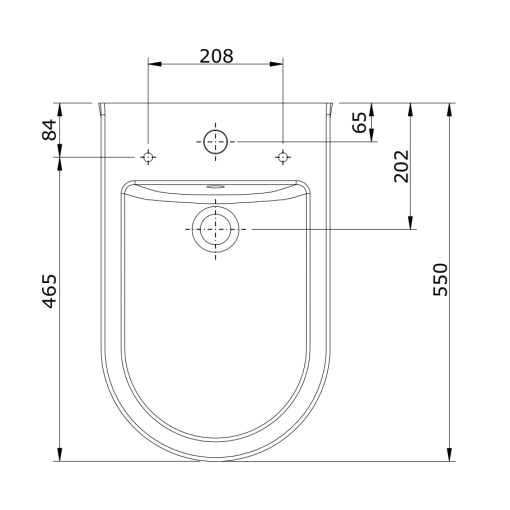 Bidé A Pared Con Orificios Para Tapa URB.Y  UNISAN