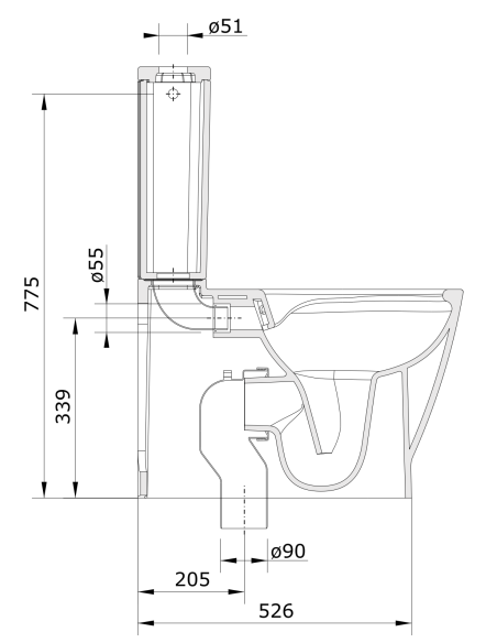 Inodoro Cisterna Baja Rimflush LOOK - UNISAN