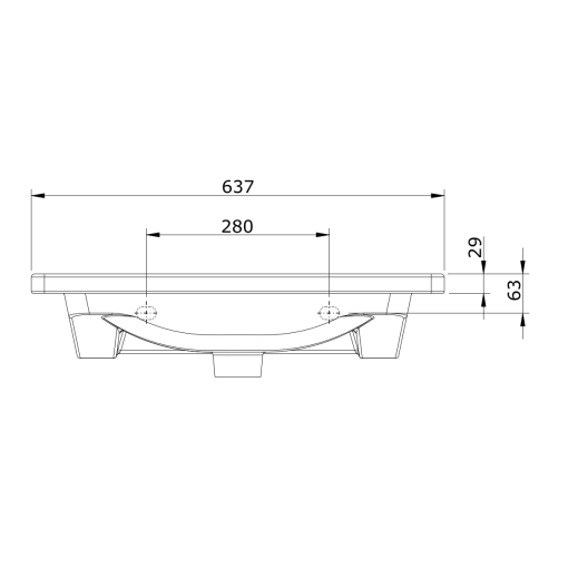 Semi-recessed washbasin width LOOK - UNISAN