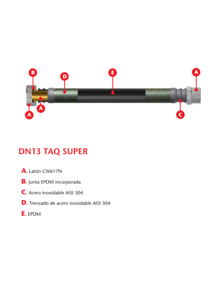 CONEXIÓN FLEXIBLE TAQ SUPER 50 CM. 3/4" M-H