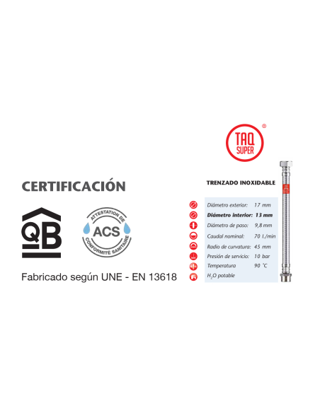 CONEXIÓN FLEXIBLE TAQ SUPER 50 CM. 3/4" M-H