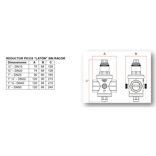 Reductor De Presion "PICOS Eco " H-H Sin Racores