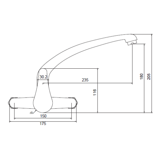 Grifo Monomando De Pared Con Caño Alto BASIC